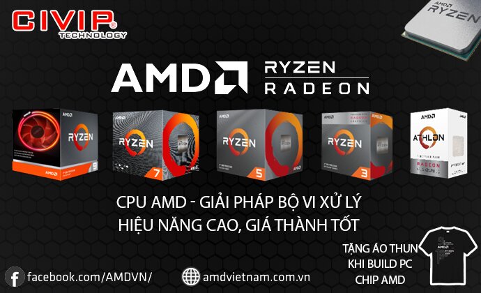 TẶNG ÁO THUN KHI MUA PC VỚI CPU AMD
