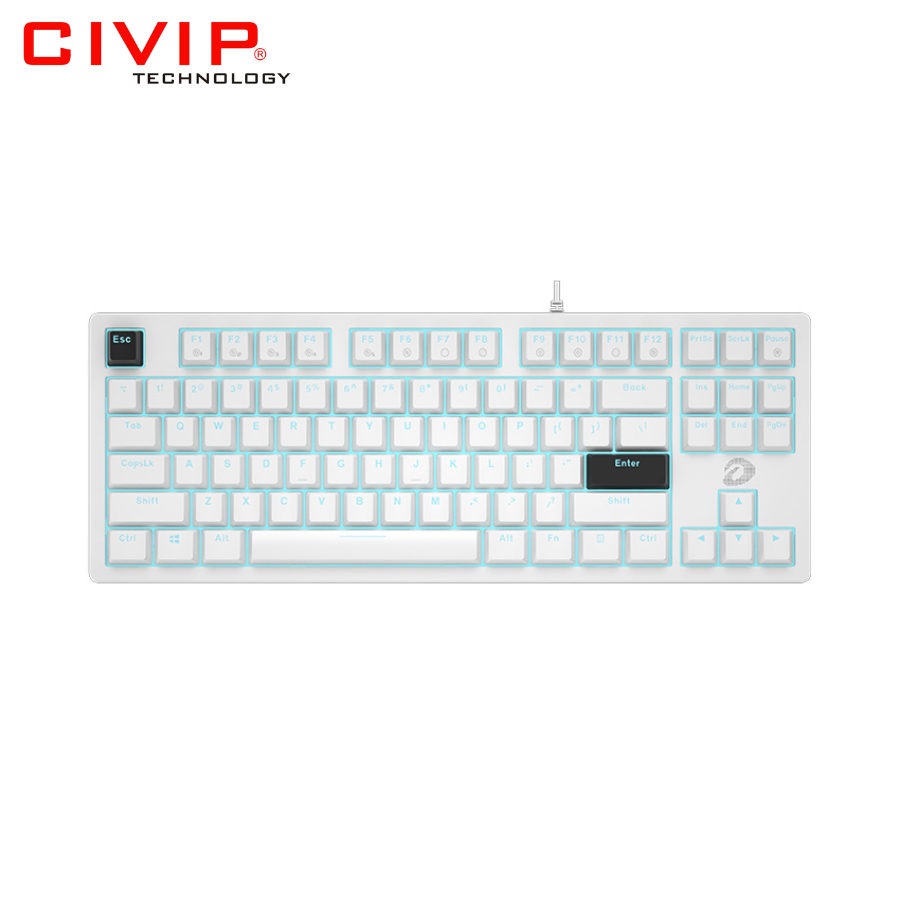 Bàn phím cơ có dây DareU EK87 V2 White - Red Switch