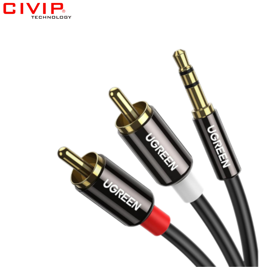 Cáp Audio 3,5mm ra 2 đầu RCA dài 2M Ugreen 10584