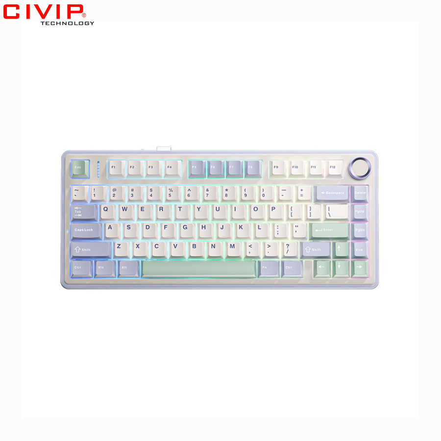 Bàn phím cơ không dây AULA F75 - Grey Wood V3 Switch