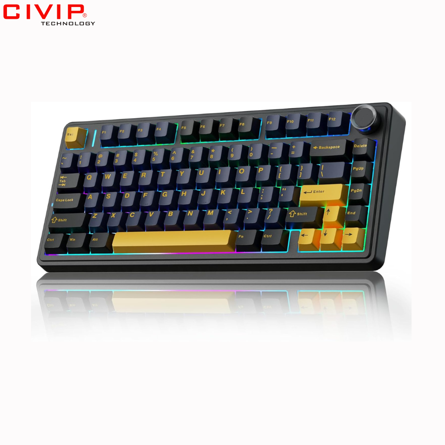 Bàn phím cơ không dây AULA F75 - Grey Wood V3 Switch