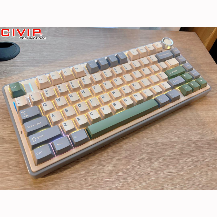 Bàn phím cơ không dây AULA F75 - Grey Wood V3 Switch