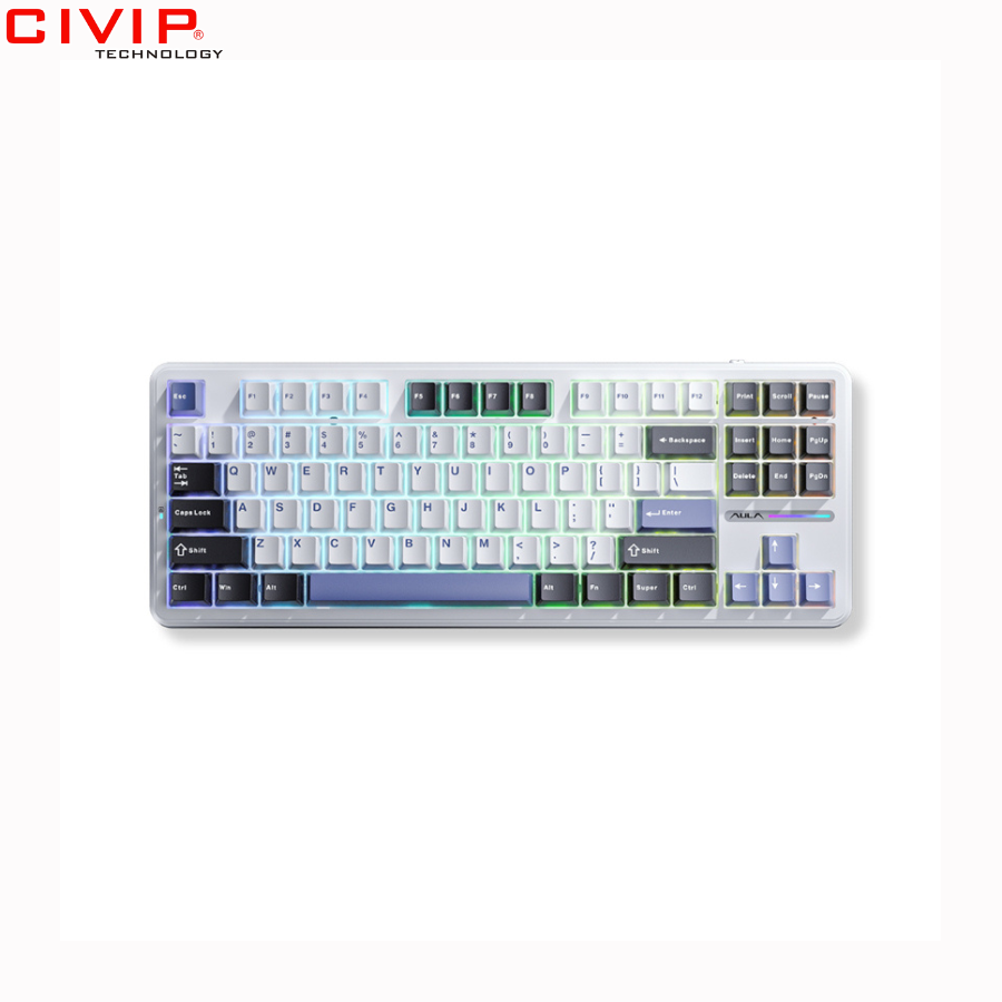 Bàn phím cơ không dây AULA F87 - Grey Wood V3 Switch