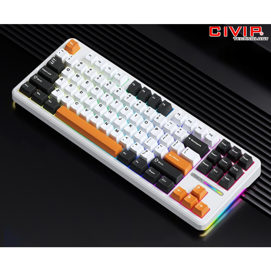 Bàn phím cơ không dây AULA F87 - Grey Wood V3 Switch