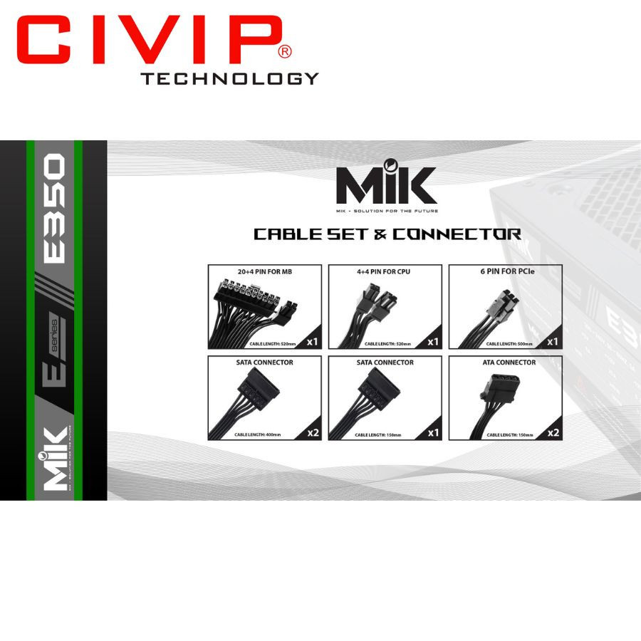 Nguồn máy tính Mik E350 300W
