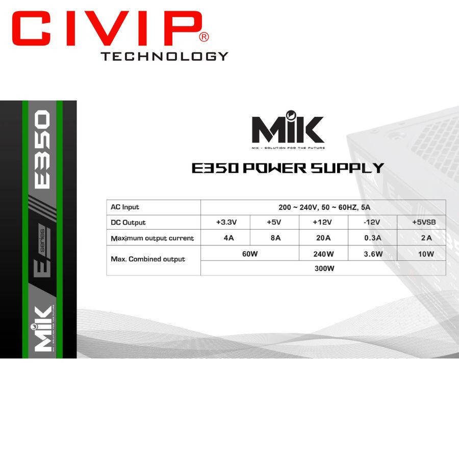 Nguồn máy tính Mik E350 300W