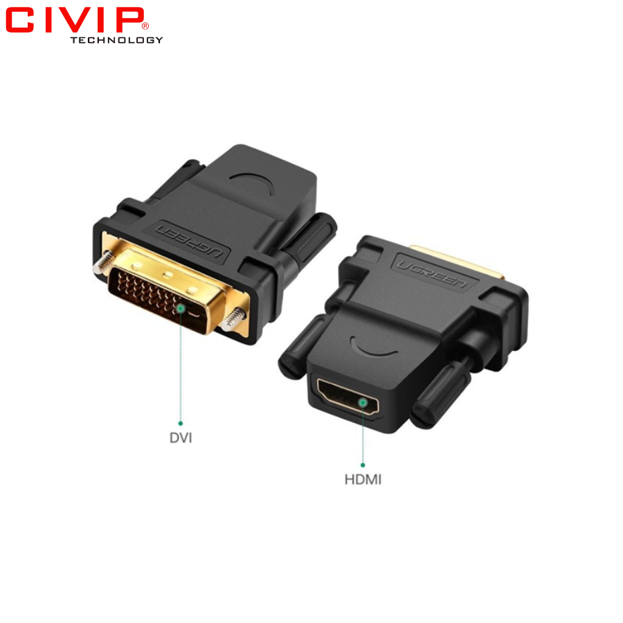 Đầu chuyển đổi DVI 24+1 to HDMI chính hãng Ugreen 20124 Đầu chuyển đổi DVI 24+1 to HDMI chính hãng Ugreen 20124