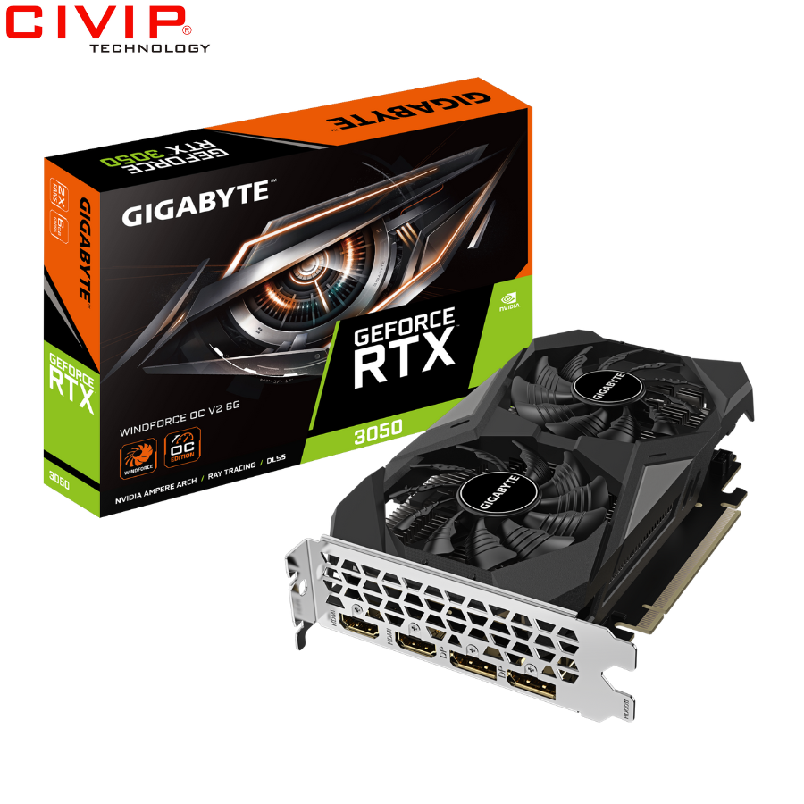 VGA Gigabyte RTX 3050 WINDFORCE OC 6G (GV-N3050WF2OCV2-6GD)