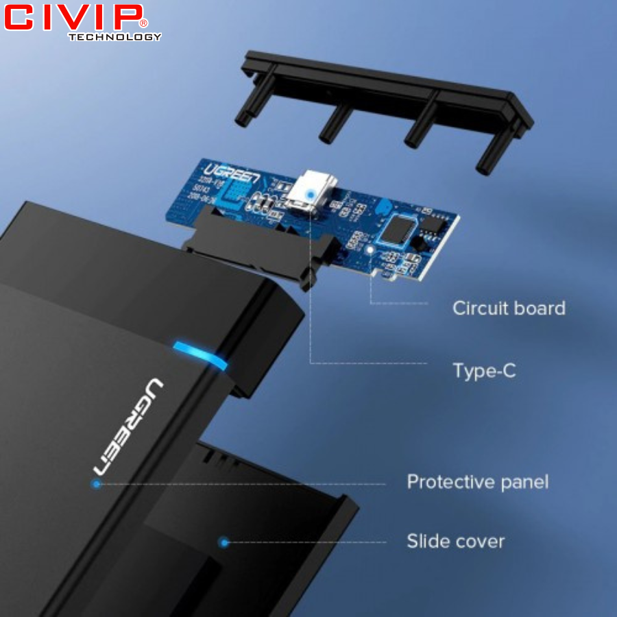 Hộp ổ cứng 2.5'' USB 3.0 Ugreen 50743 Type C