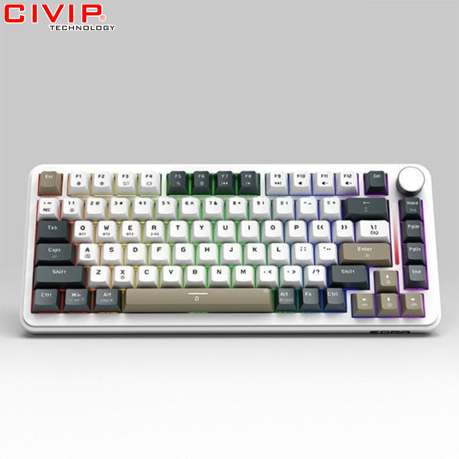 Bàn phím cơ không dây Edra EK375W White - Linear switch