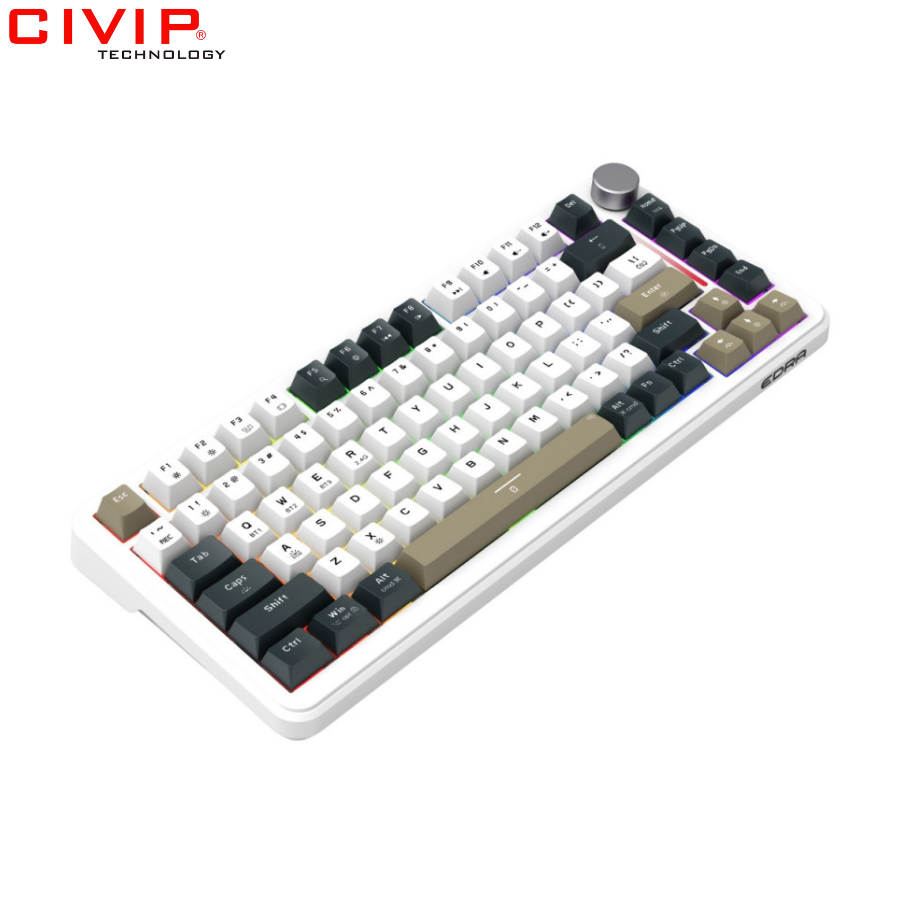 Bàn phím cơ không dây Edra EK375W White - Linear switch
