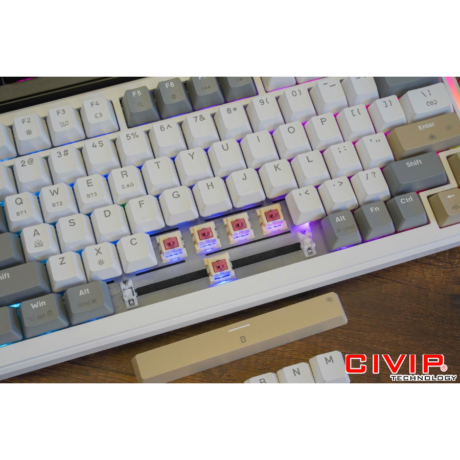 Bàn phím cơ không dây Edra EK375W White - Linear switch