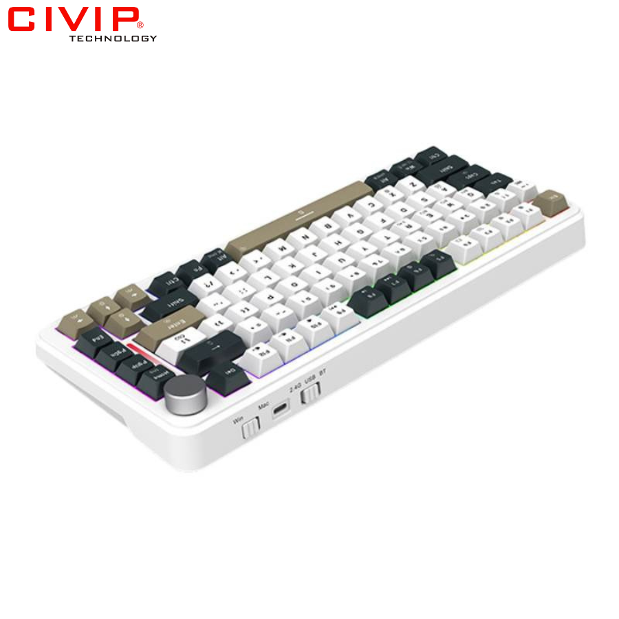 Bàn phím cơ không dây Edra EK375W White - Linear switch