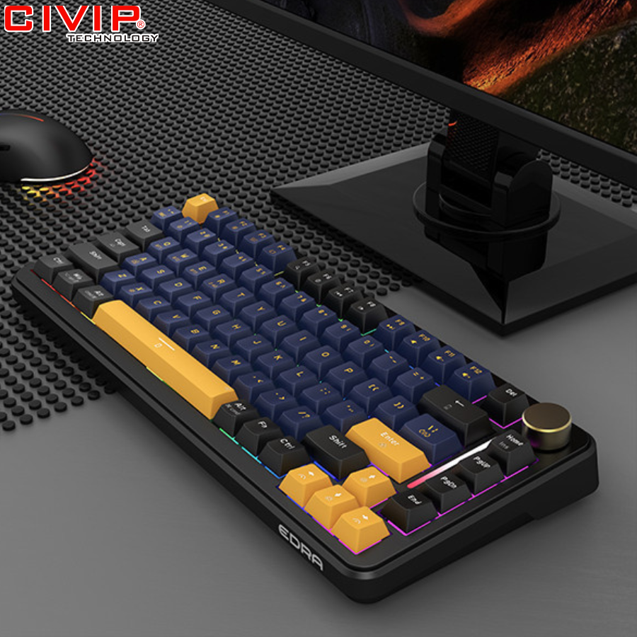 Bàn phím cơ không dây Edra EK375W Black - Linear switch