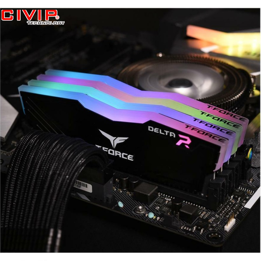 Ram PC TeamGroup T-Force Delta RGB 8GB/3200MHz DDR4 - Black