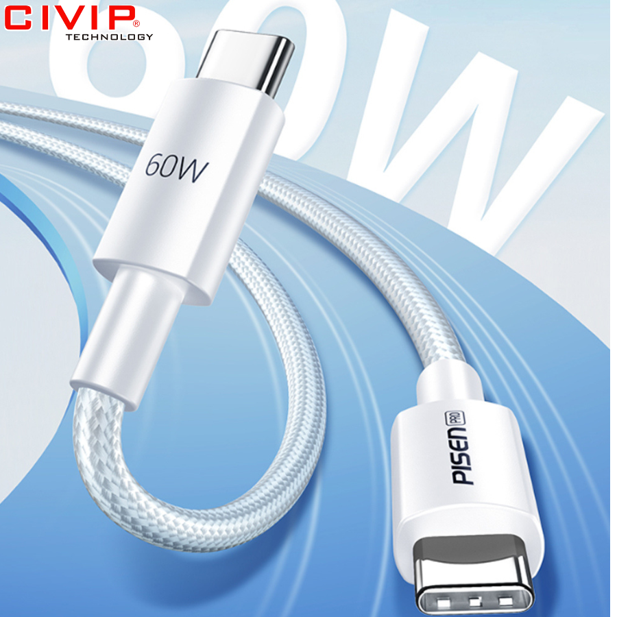 Cáp sạc điện thoại PISEN PRO - Linen C to C 60W 1m LH-CC-PD01-1000