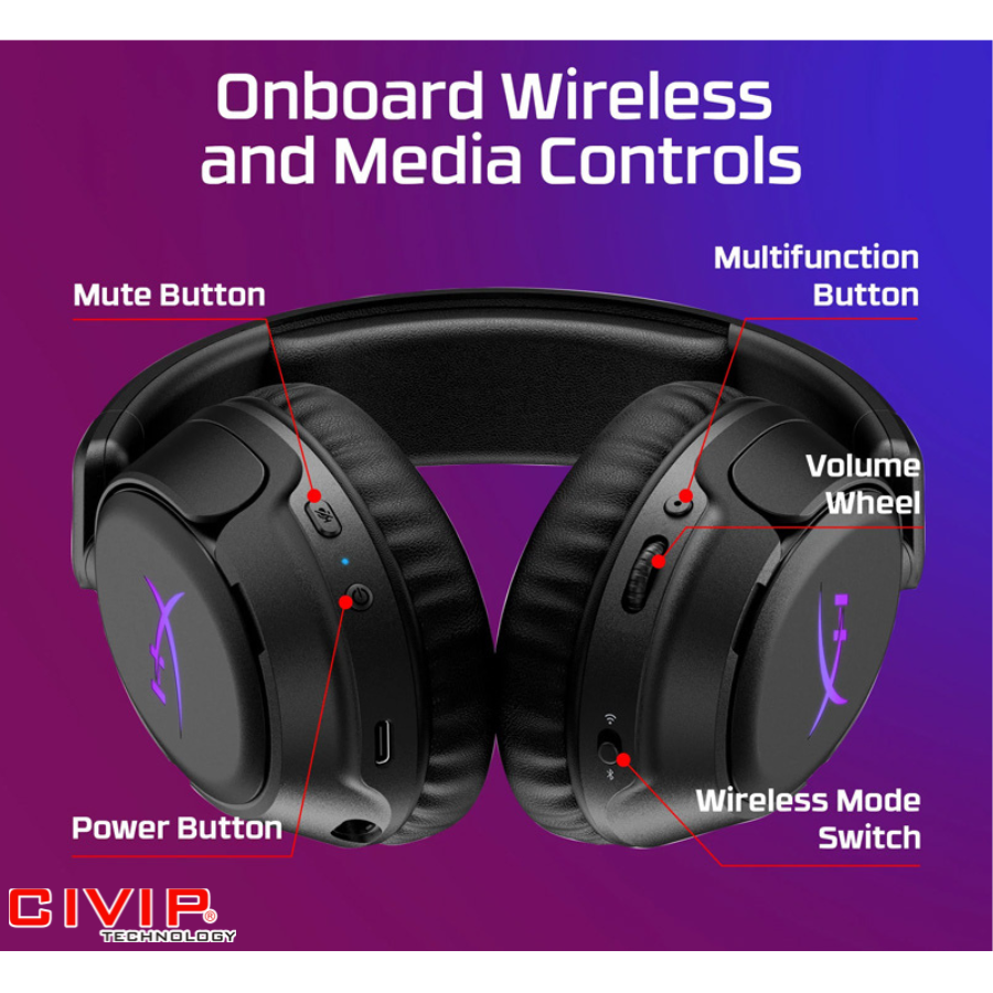 Tai nghe không dây Gaming HP HyperX CLOUD FLIGHT 2 WIRELESS Black B5VC4AA