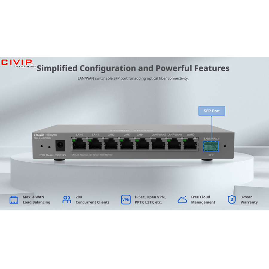 Cân bằng tài Ruijie RG-EG209GS 8 cổng