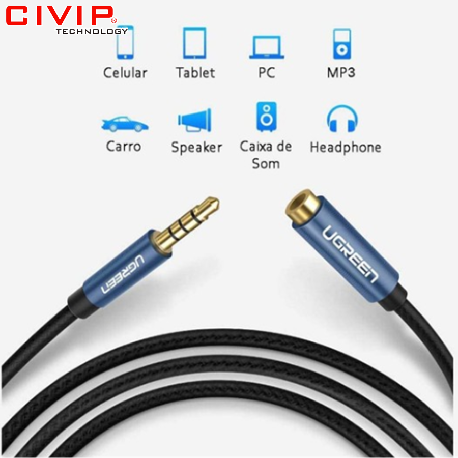 Cáp Audio 3.5mm nối dài 2M Ugreen 40675