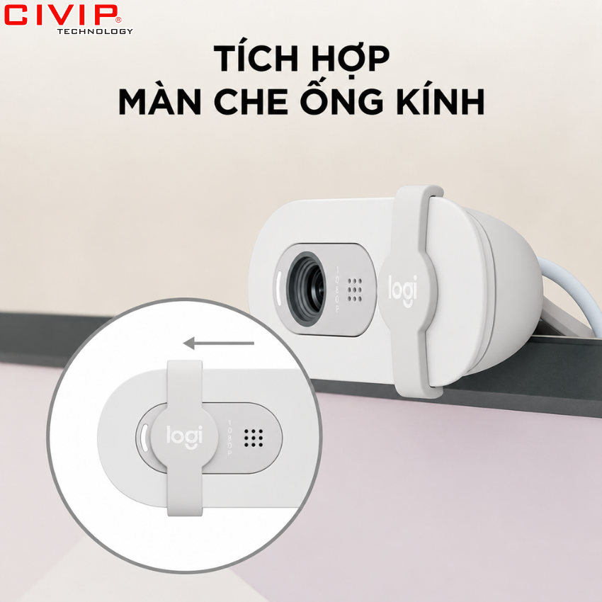 Webcam Logitech BRIO 100 - Trắng
