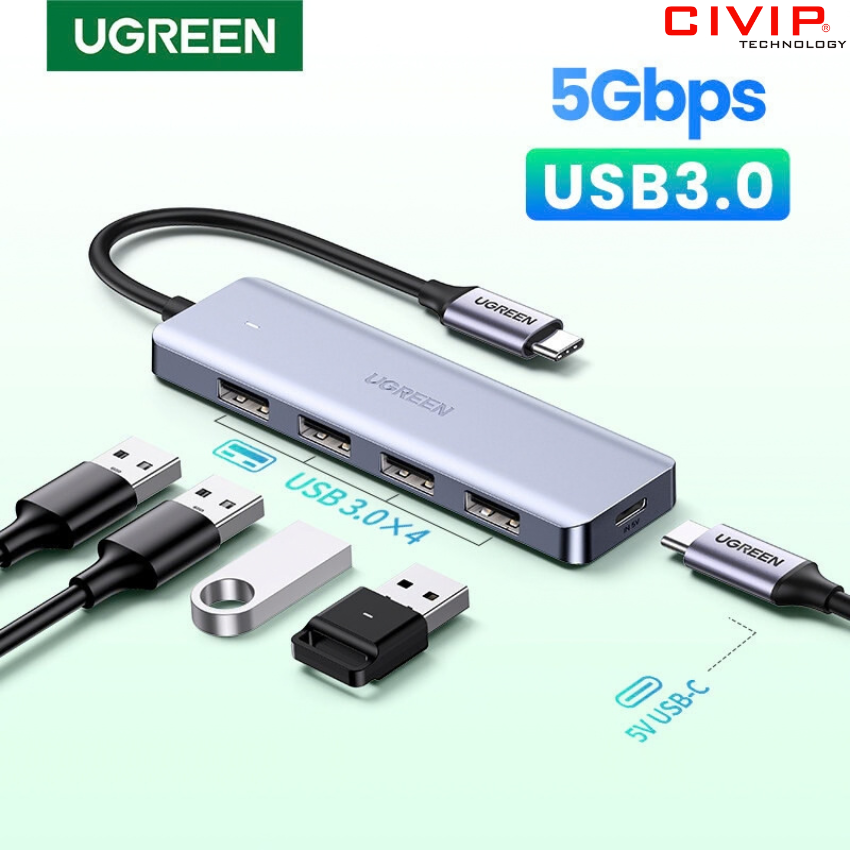 Bộ chia USB Type C 3.0 ra 4 cổng USB Ugreen 70336