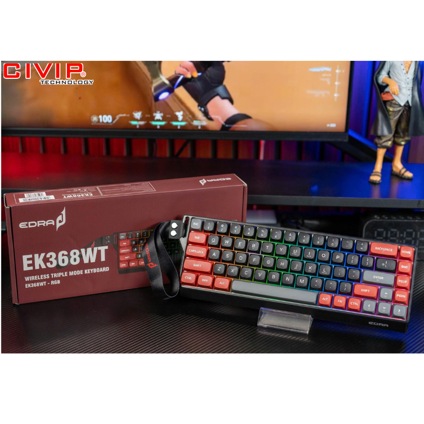Bàn phím cơ không dây Edra EK368WT - Red switch