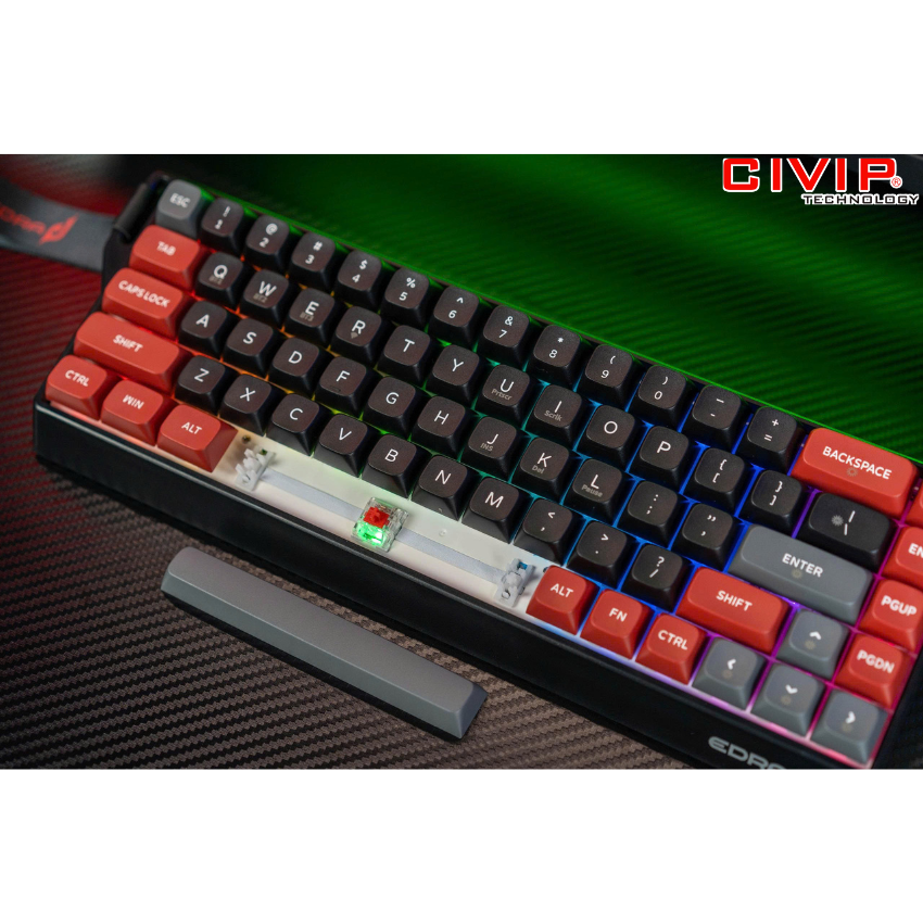 Bàn phím cơ không dây Edra EK368WT - Red switch