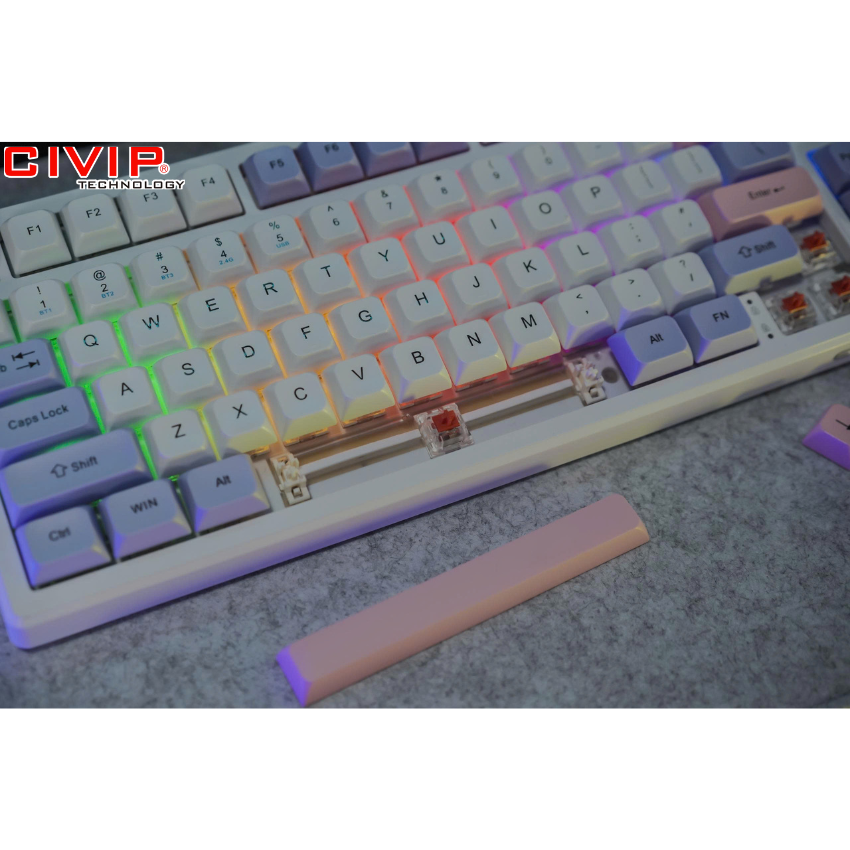 Bàn phím cơ không dây Edra EK375WA White - Jixian Sleeve Switch