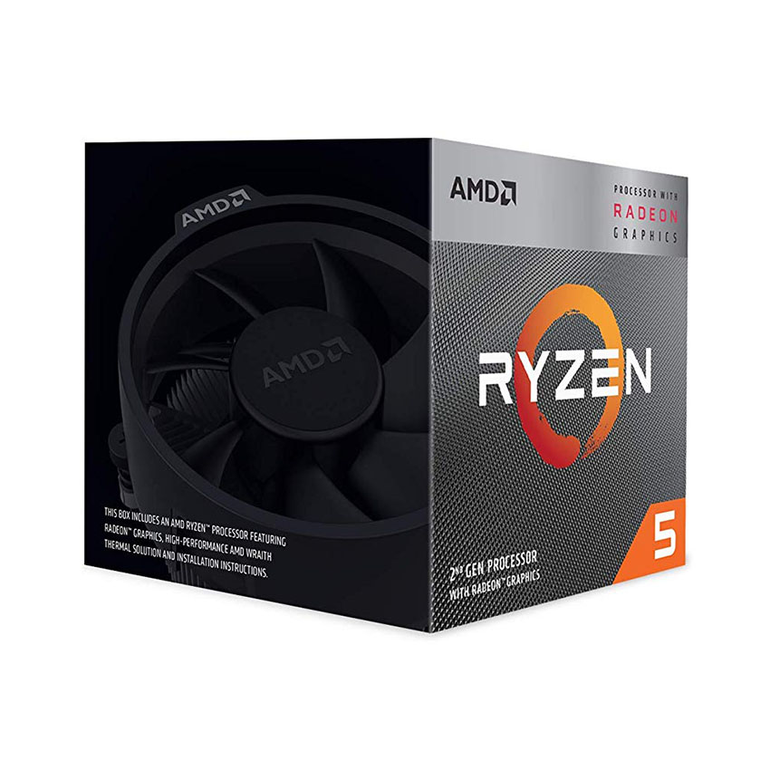 CPU AMD Ryzen 5 3400G (3.7GHz turbo up to 4.2GHz/4 nhân 8 luồng/4MB Cache/Radeon Vega 11/65W)