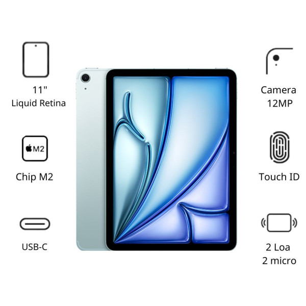 Máy tính bảng Apple IPad Air 6 11inch Wifi (8GB/ 512GB/ Blue/ MUWM3ZA/A)