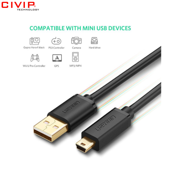 Cáp chuyển đổi USB 2.0 to mini USB dài 1M Ugreen 10355