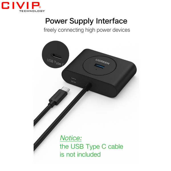 Bộ chia USB 3.0 1 ra 4 cổng Ugreen 20290 (dài 50cm)