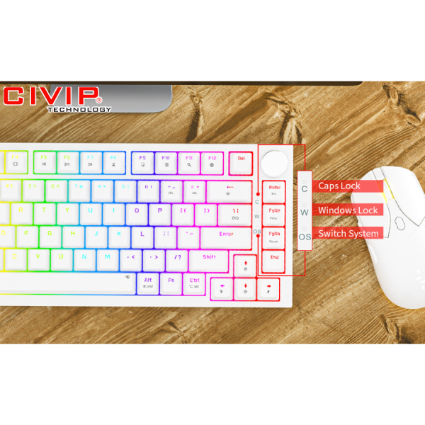 Bàn phím cơ không dây Newmen GM326 - White (Red switch)