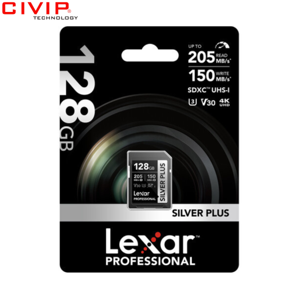 Thẻ Nhớ Lexar 128GB SDXC UHS-I V30 Professional Silver Plus Series