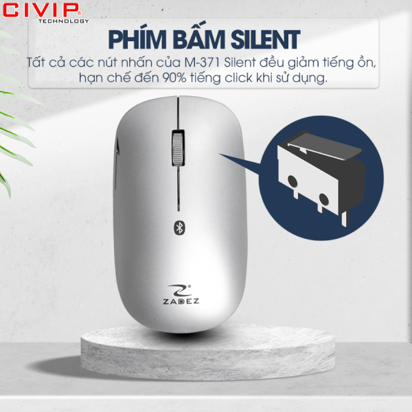 Chuột không dây Zadez M-371SV Bạc