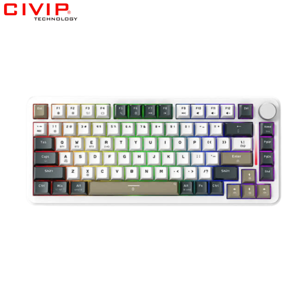 Bàn phím cơ không dây Edra EK375W White - Linear switch