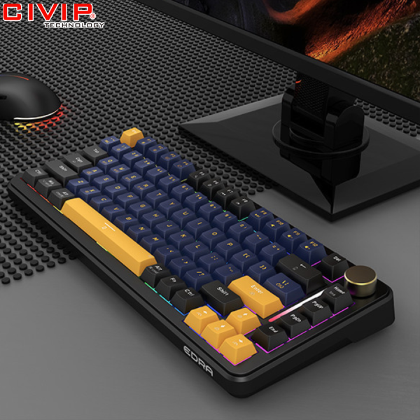 Bàn phím cơ không dây Edra EK375W Black - Linear switch