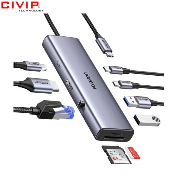 Bộ chuyển đổi Type C ra 9 cổng Ugreen 15600