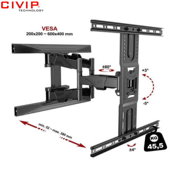 Giá treo Tivi NB xoay đa năng P6 (40-80 inch)