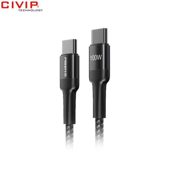 Cáp sạc điện thoại PISEN PRO-Black Gold C to C 100W 1.5m LH-TC05-1500