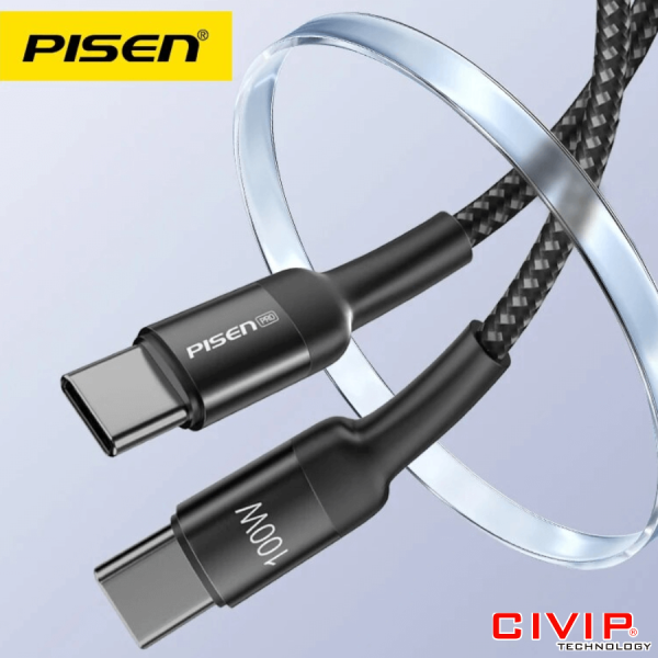Cáp sạc điện thoại PISEN PRO-Black Gold C to C 100W 1.5m LH-TC05-1500