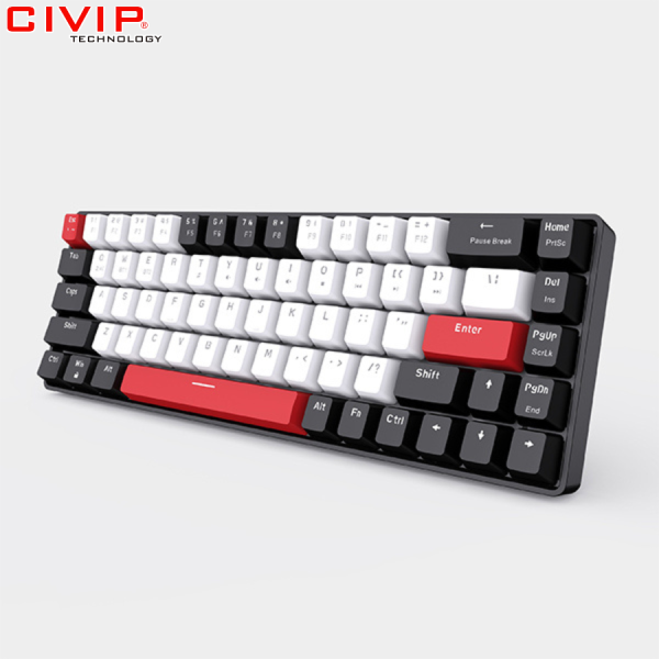 Bàn phím cơ không dây Edra EK368L Black White - Red switch