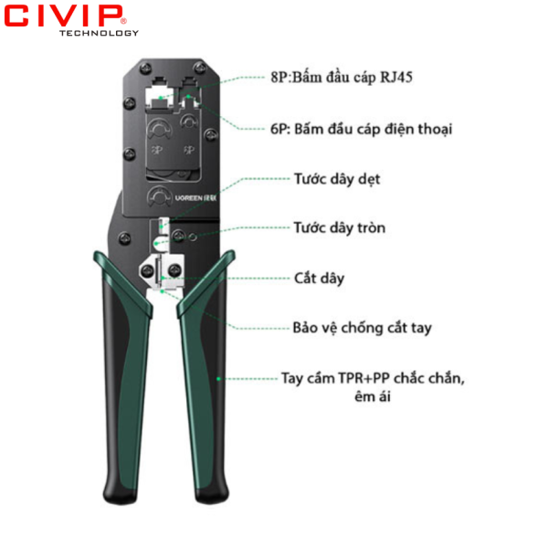 Kìm bấm mạng RJ45/RJ11 Ugreen 70683