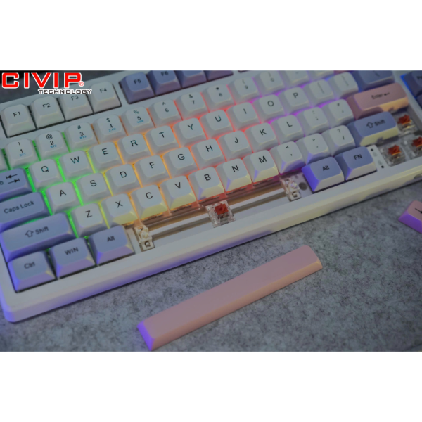 Bàn phím cơ không dây Edra EK375WA White - Jixian Sleeve Switch