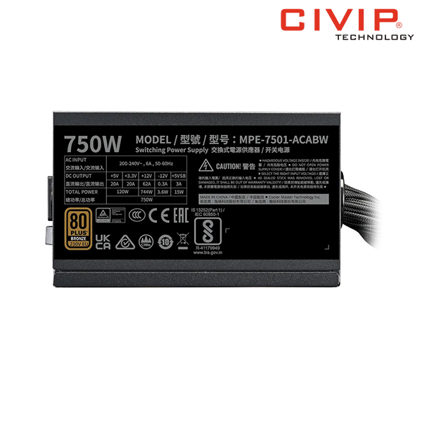 Nguồn máy tính Cooler Master 750W MWE Bronze V3