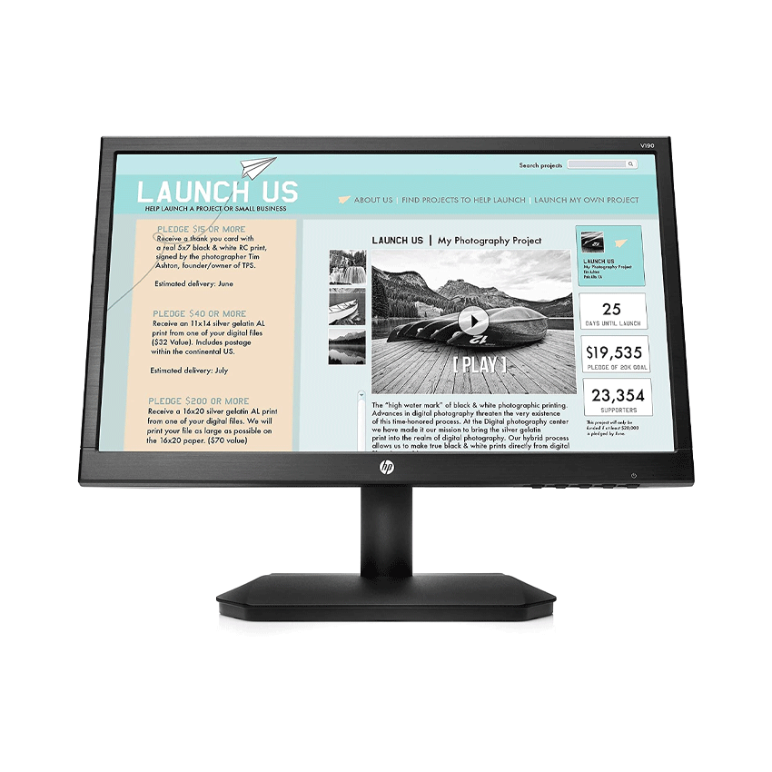 Màn hình LCD HP V190 (18.5 inch/HD/LED/200cd/m²/VGA/60Hz/5ms) - 2NK17AA