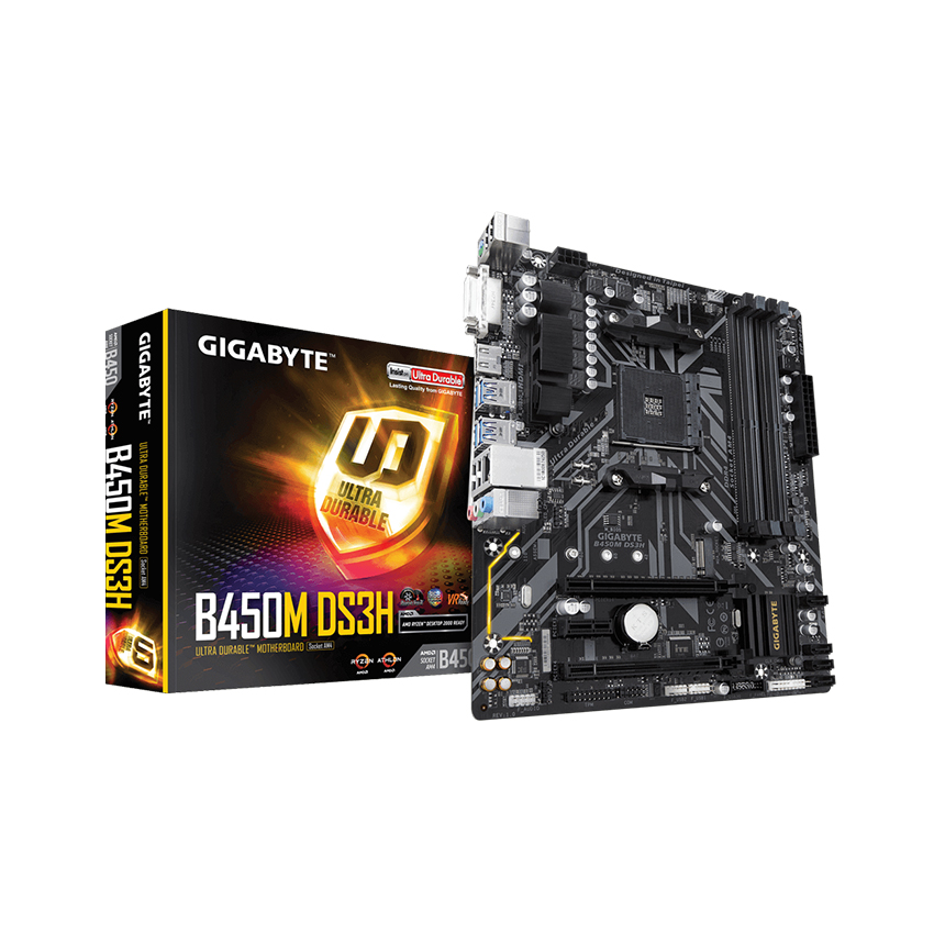 Mainboard GIGABYTE B450M-DS3H (AMD B450/Socket AM4/m-ATX/4 khe RAM DDR4)