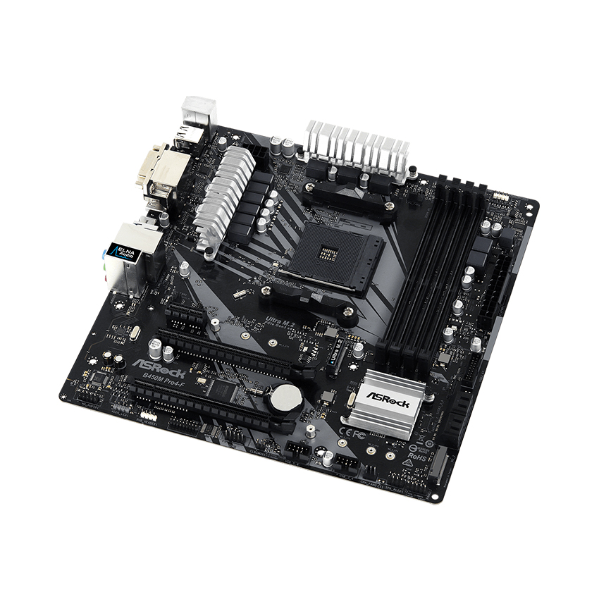 Mainboard ASROCK B450M PRO 4-F (AMD B450/Socket AM4/mATX/4 khe RAM DDR4)
