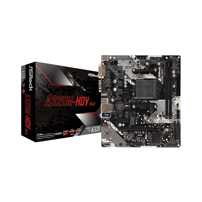Mainboard ASROCK A320M-HDV R4.0 (AMD A320M/Socket AM4/m-ATX/2 khe RAM DDR4)