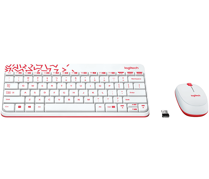 Bộ phím chuột Logitech MK240 WIRELESS/OPTICAL/TRẮNG – ĐỎ (WHITE-RED)